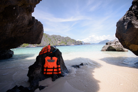 Paradise island and crystal clear water of El Nido, Palawan, Philippines.