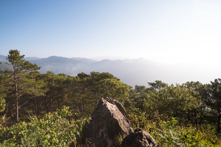 Fog over the mountains of Sagada, Mountain Province, Philippines.の写真素材