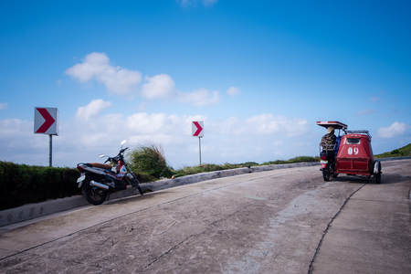Scenic road at Vayang Rolling Hills, Batanes, Philippines.のeditorial素材