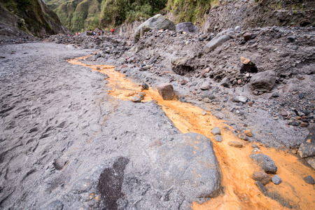Sulfur stream at Mt. Pinatubo during our trek.