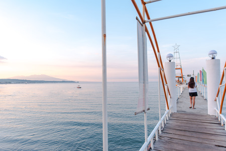 Boardwalk at Morong Beach, Bataan, Philippines.のeditorial素材