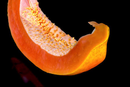 A slice of freshly picked sweet papaya.