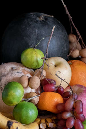Assorted tropical fruits to welcome the new year.の写真素材
