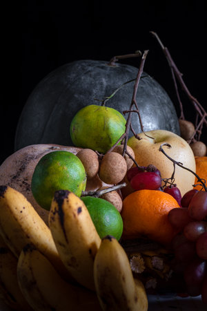 Assorted tropical fruits to welcome the new year.の写真素材