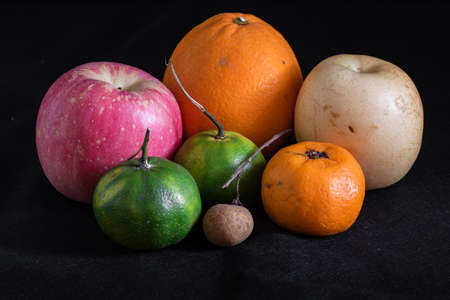 Assorted tropical fruits to welcome the new year.の写真素材