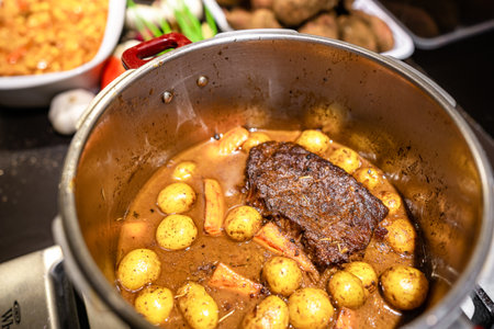 Delicious homemade slow cooked beef pot roast.