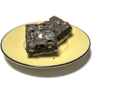 Pieces of chocolate brownie cakeの写真素材