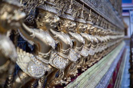 Close view of aligned statues from the Royal temple in Bangkokのeditorial素材
