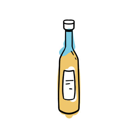 Freehand bottle of white wineのイラスト素材