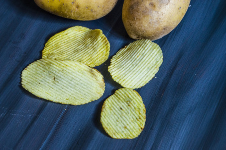 Potato and potato products, fried potato slices, serrated fried potato slices, fried potato chips