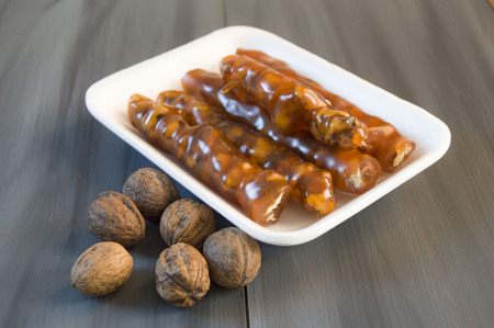 Turkish walnut sausage, Turkish delight Turkish delight Walnut Pictures, made with molasses and walnuts Turkish delightの写真素材