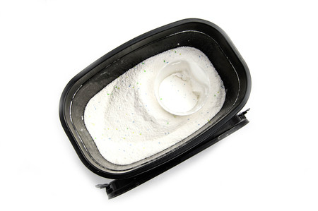 NEW washing powder detergent on a white backgroundの写真素材