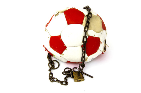 Exploded soccer ball, football must be unobstructed, football can not be obstacles,の写真素材