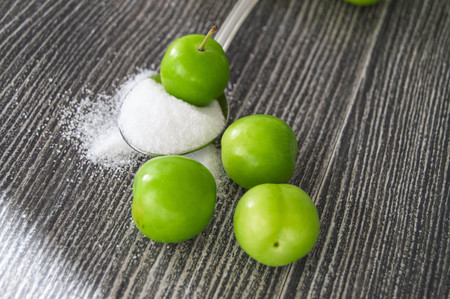 Salt and green plum food is greatの写真素材