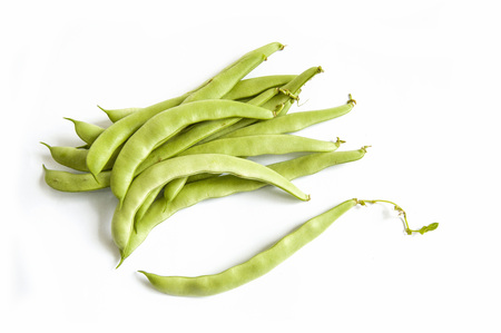 Green bean sample on white background, green bean picturesの写真素材