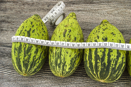 raw and unripe tiny melon food to lose weight, run melon intestines, low calorie calves,の写真素材