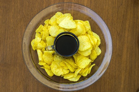 eat cola and chipsの写真素材