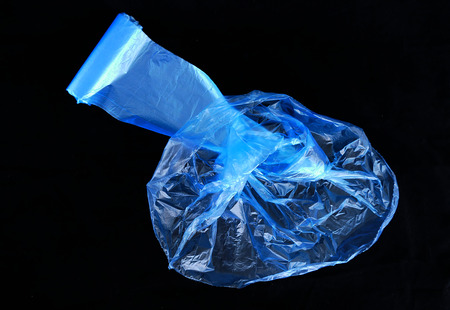 large size nylon garbage bag, black floor,の写真素材