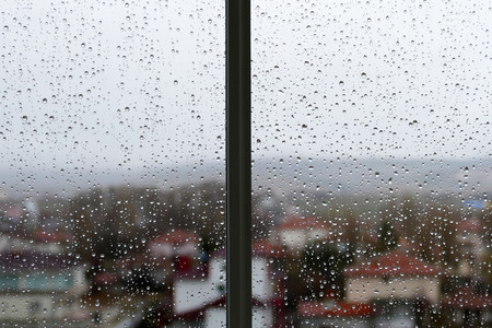 moving raindrops on the balcony