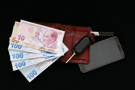 rich business man criteria, mobile phone, money and wallet, automobile,の写真素材