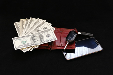 rich business man criteria, mobile phone, money and wallet, automobile,の写真素材