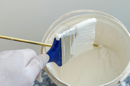 paint bucket and paint brushの写真素材