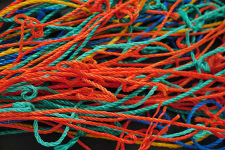 colored laundry threads, colored ropes, many colored threads,