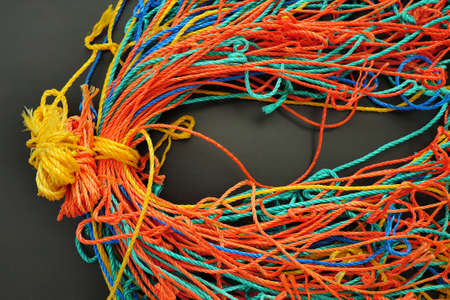 colored laundry threads, colored ropes, many colored threads,