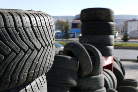 old car tires from tire repair shop, car tire tires for recycling,