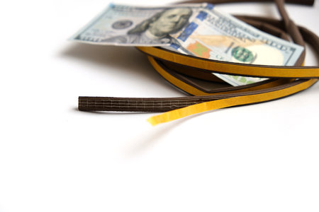 adhesive gasket to provide heat savings and 100 US dollar, close-up, heat savings,