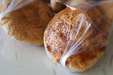 sesame bun made with wheat flour, toasted bun with fresh sesame in the oven,の写真素材
