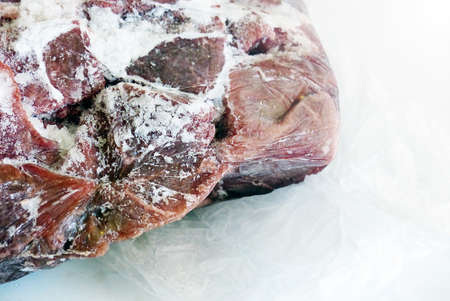 frozen beef fresh out of freezer, frozen meat,の写真素材