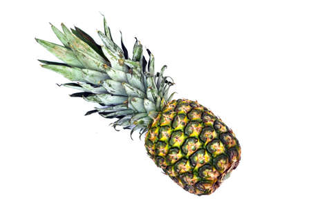 close-up pineapple standing on white background,whole pineapple fruit with leaves,の写真素材