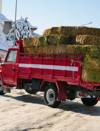 In winter, transportation vehicles are having difficulties due to snow,の写真素材