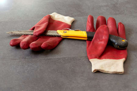 for work safety, it is necessary to work with gloves, there is a hand saw and thick plastic gloves...