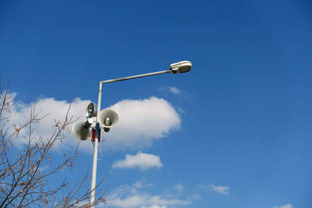 street electric lighting pole and announcement speakers-city announcement speakers,