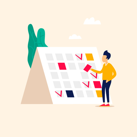 Planning, calendar, business plan. Flat style vector illustration.のイラスト素材