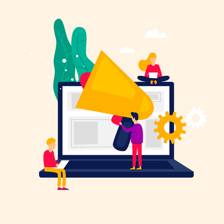 News, media, information on the Internet. Flat style vector illustration.のイラスト素材