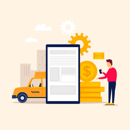 Calling a taxi. Flat style vector illustration.のイラスト素材