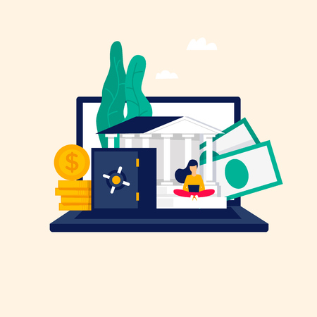 Internet banking, money, payment. Flat style vector illustration.のイラスト素材