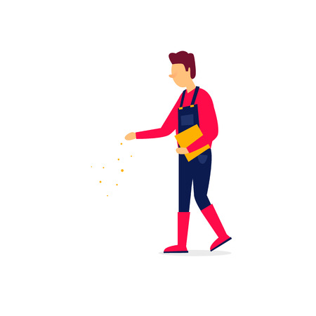 Man sows the seeds. Agriculture. Flatのイラスト素材