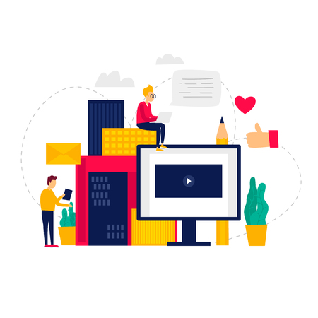 Forum, correspondence, internet, technology. Flat illustration.のイラスト素材
