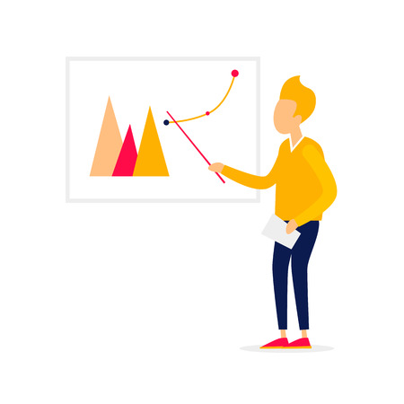 Teamwork, discussion, office, workplace, character, meeting. Business characters. Flat style vector illustrationのイラスト素材