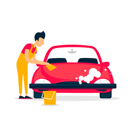 Car wash. Dry cleaning. Flat style vector illustration.のイラスト素材