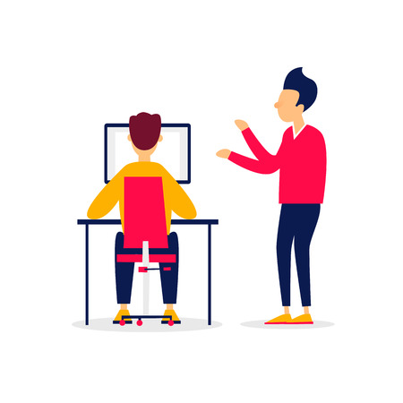 Office life, business, meeting. Flat illustration isolated on white background.のイラスト素材