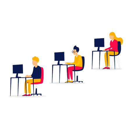 Support, help, office life. Flat illustration isolated on white backgroundのイラスト素材