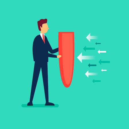 Protecting Business Data. Flat design vector illustration in cartoon style.のイラスト素材
