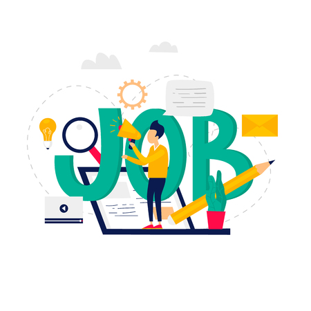 Job search. Flat illustrationのイラスト素材