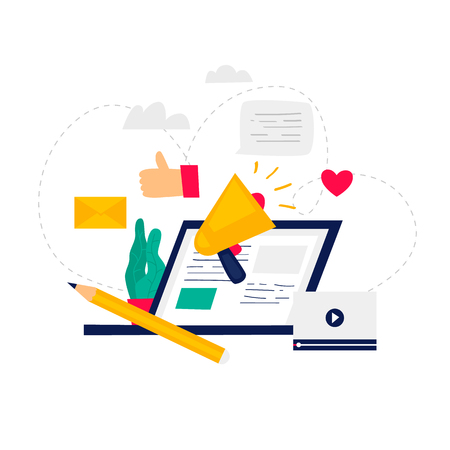 News, Internet, media. Flat illustrationのイラスト素材