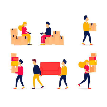 Moving people wear things. Vector illustrationのイラスト素材